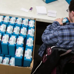 Close-up of team member hard at work
